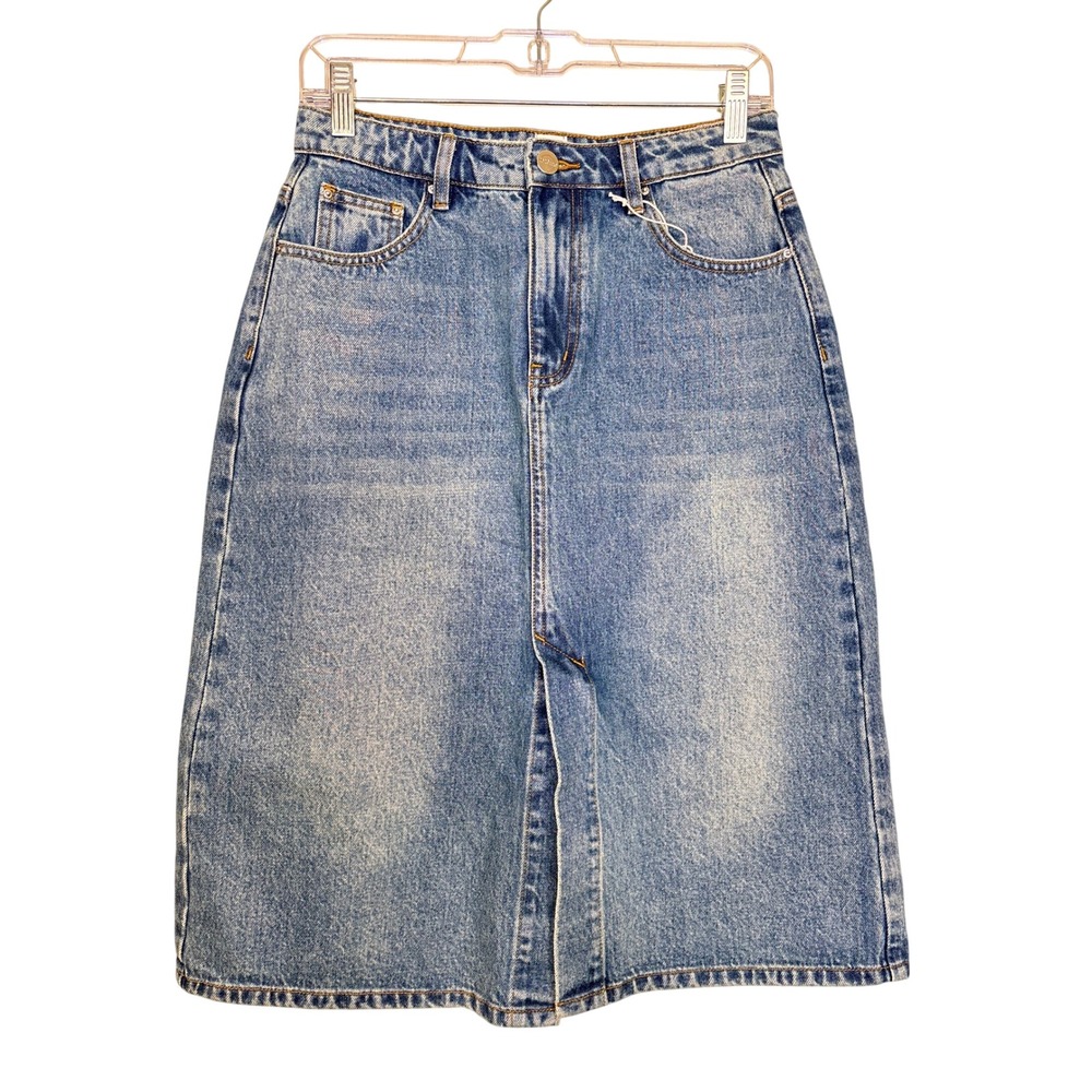 Toteme Original Twisted Seam Denim Midi Skirt Large Blue Minimal Quiet Luxury
